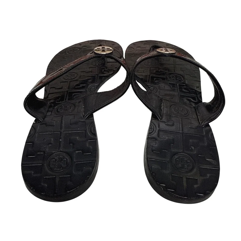 Tory Burch Patent Leather Thong Strap Sandals Women's Size US 7 Casual Flip Flop